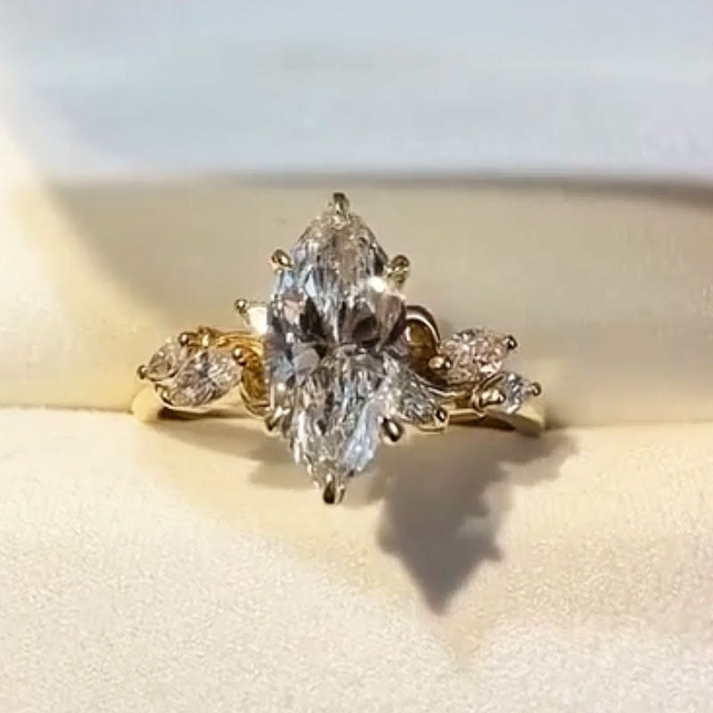 2.5ct Marquise-Cut Sapphire Ivy-Inspired Engagement Ring