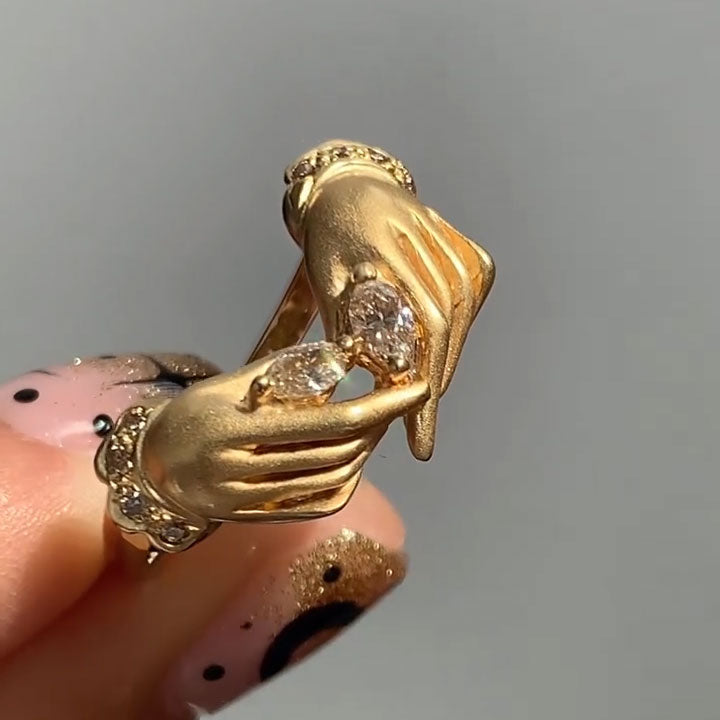 0.8 ctw Marquise-Cut Dual-Sapphire Statement Ring