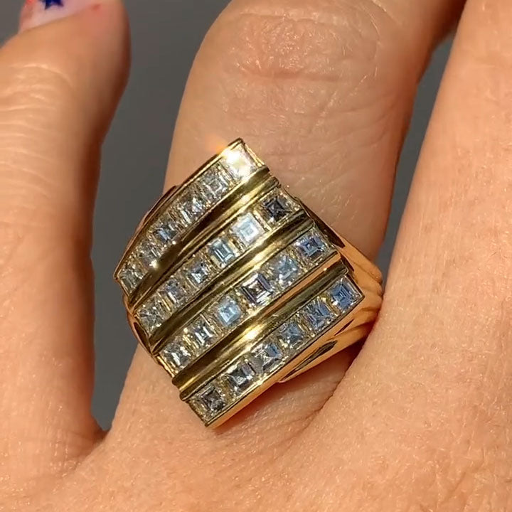 2 ctw Square-Cut Four-Row Channel-Set Sapphire Ring