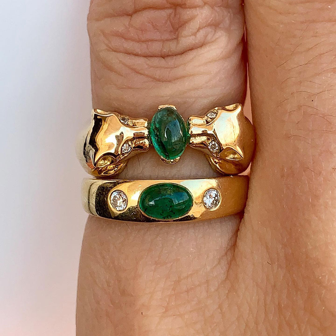 3ctw Cabochon Emerald Stackable Ring