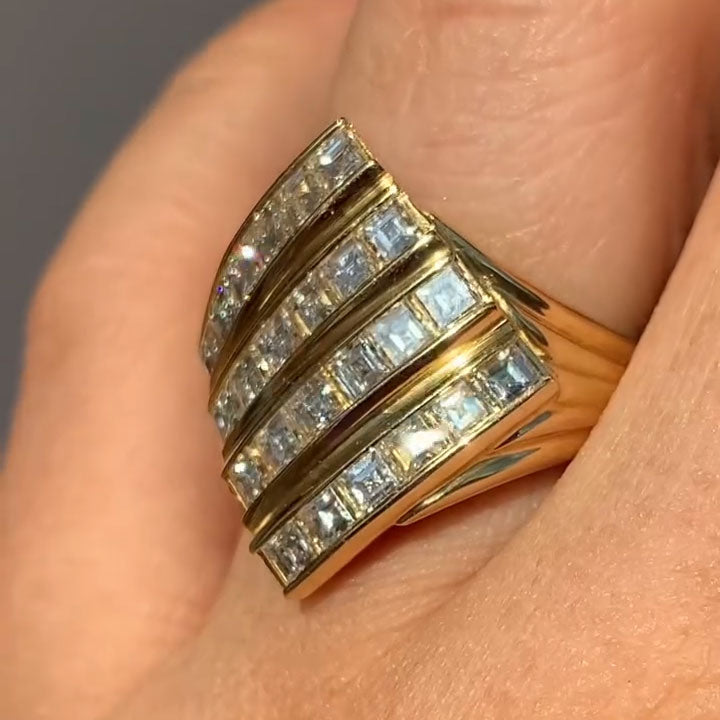 2 ctw Square-Cut Four-Row Channel-Set Sapphire Ring