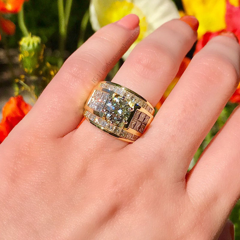 3 ctw Round and Princess-Cut Invisible-Set Sapphire Engagement Ring