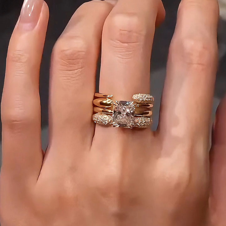 4-Carat Radiant-Cut Sapphire Multi-Layer Stackable Ring