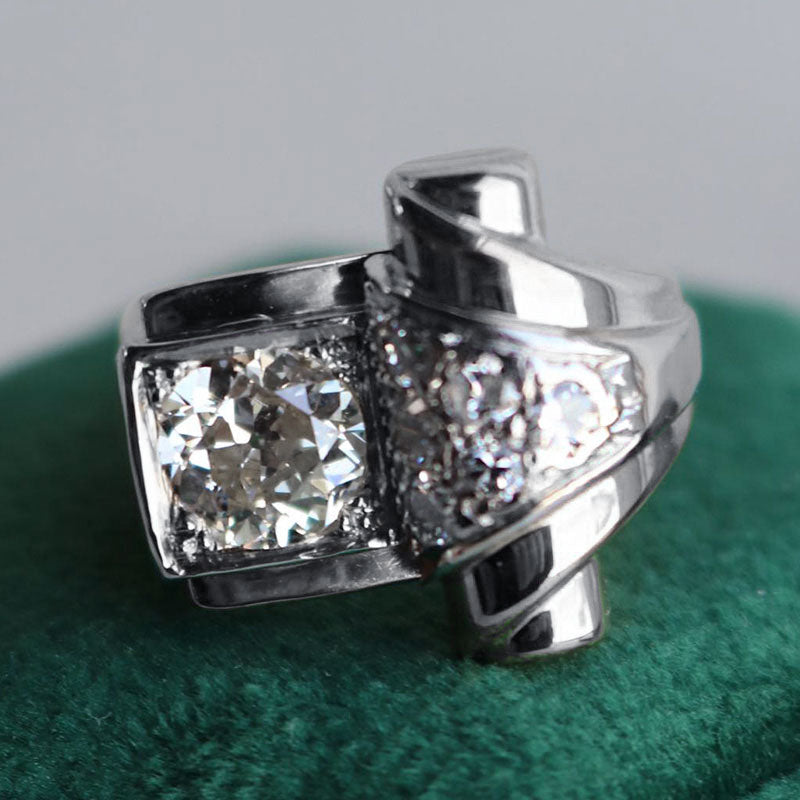 2.3 CTW Round Cut White Cubic Zirconia 925 Sterling Silver Vintage Ring