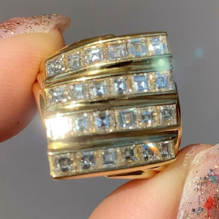 2 ctw Square-Cut Four-Row Channel-Set Sapphire Ring