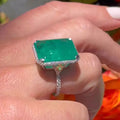 14 CTW Octagon Cut Green Cubic Zirconia 925 Sterling Silver Vintage Ring