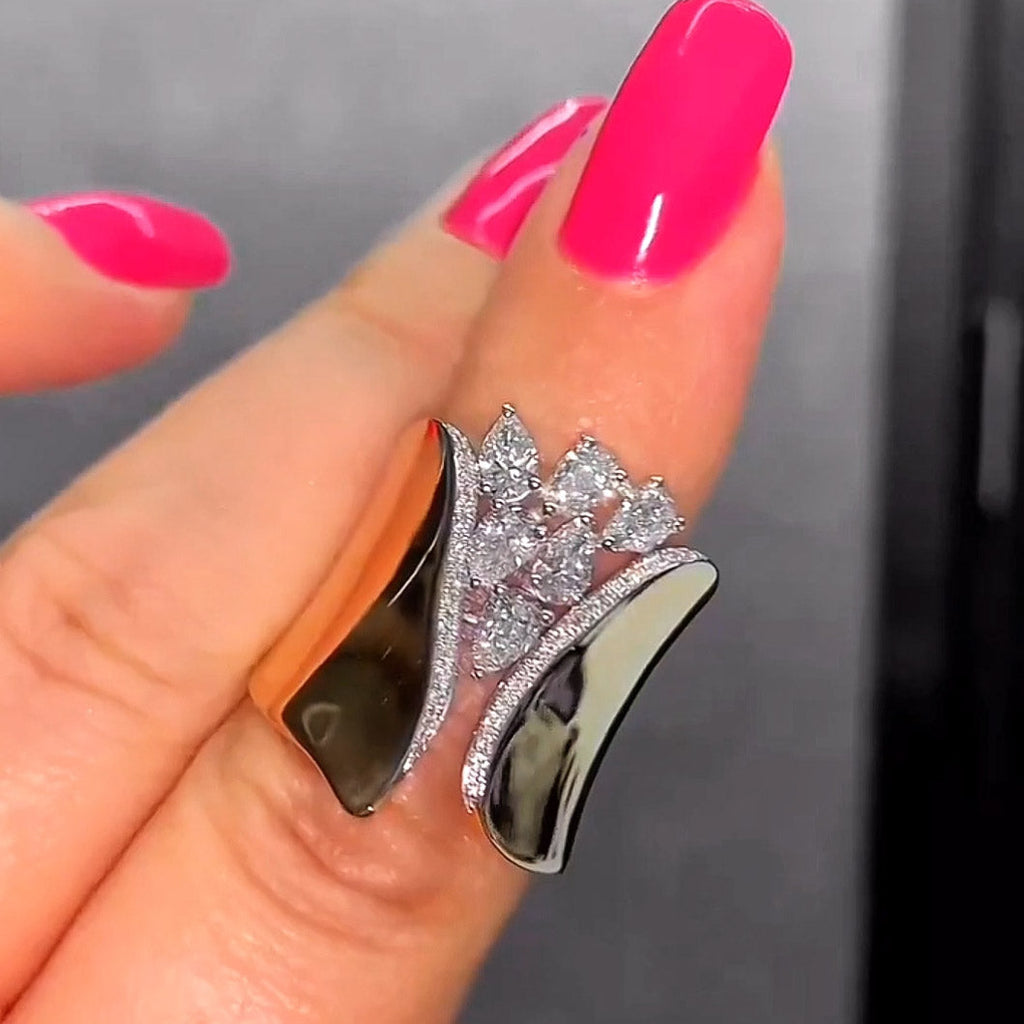 1 CTW Pear Cut White Cubic Zirconia 925 Sterling Silver Fashion Ring