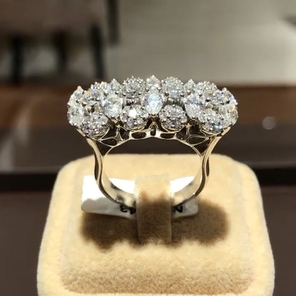 4 CTW Round & Marquise Cut White Cubic Zirconia 925 Sterling Silver Ring