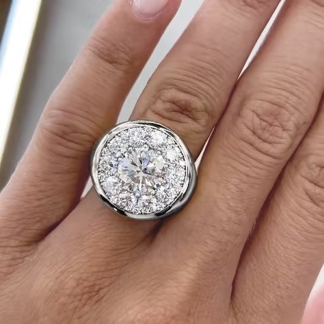 5.5 CTW Round Cut White Cubic Zirconia 925 Sterling Silver Vintage Engagement Ring