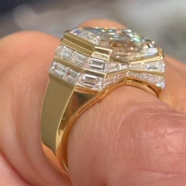 9ctw Emerald-Cut Art Deco-Style Sapphire Engagement Ring
