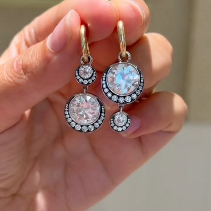 Vintage-Style Drop Earrings with 2.0 ctw Old-Cut Round Sapphires
