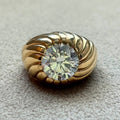 3.5ct Round Solitaire Sapphire Engagement Ring with Feather-Inspired Design
