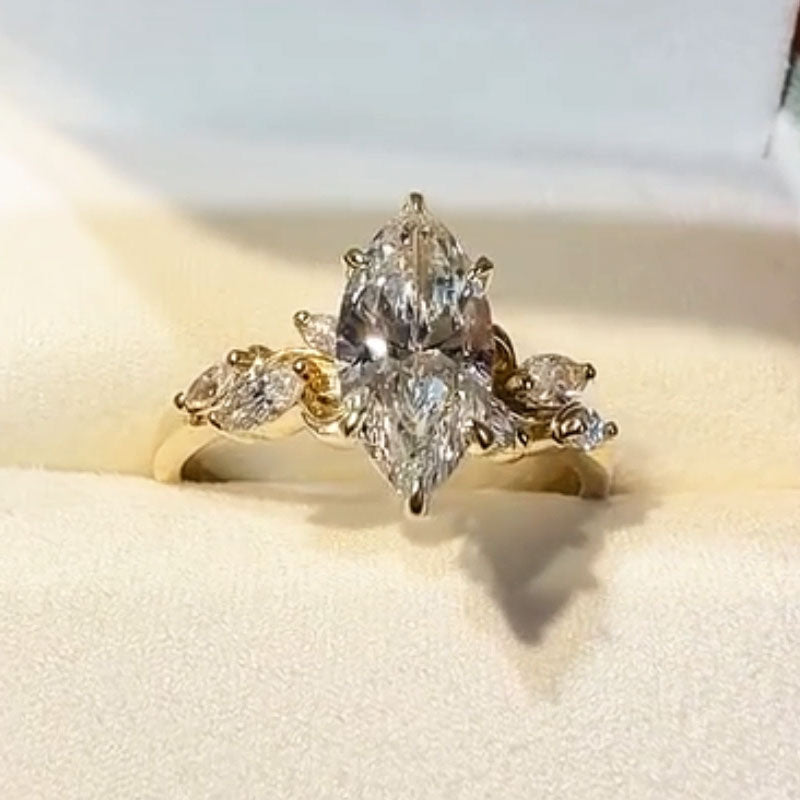 2.5ct Marquise-Cut Sapphire Ivy-Inspired Engagement Ring