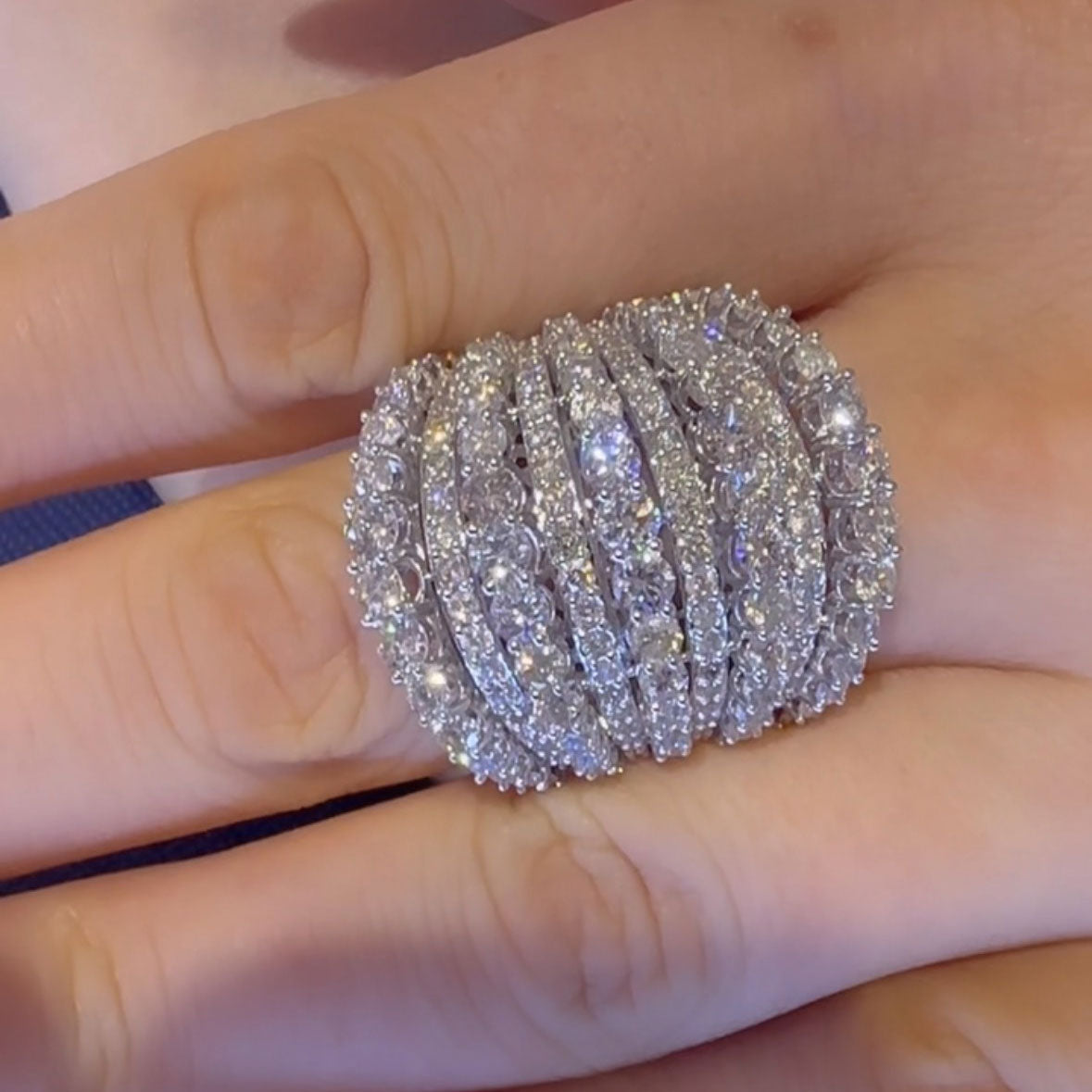 2.1 ctw Round Multi-Layer Cluster Sapphire Ring