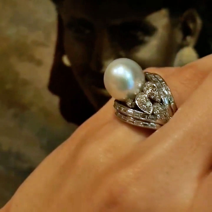 2.0ct Marquise-Cut Sapphire and Pearl Ring