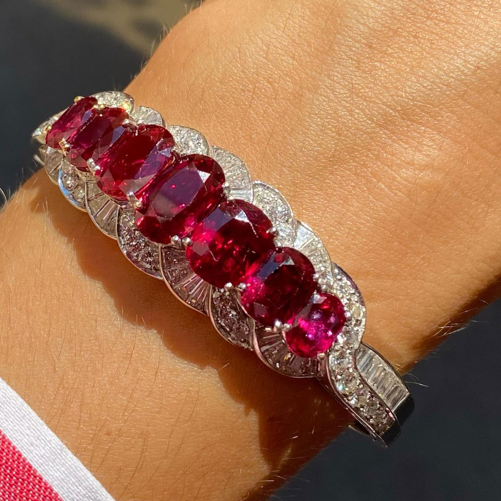 30 ctw Oval-Cut Ruby Bracelet