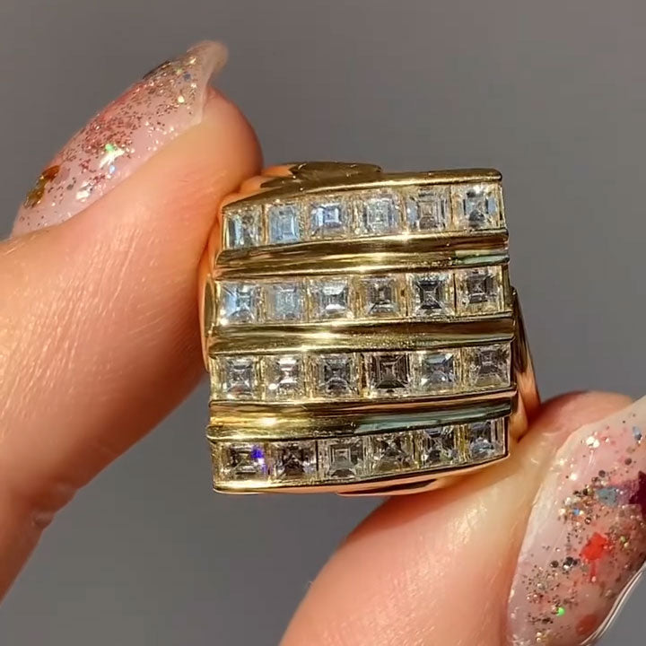 2 ctw Square-Cut Four-Row Channel-Set Sapphire Ring