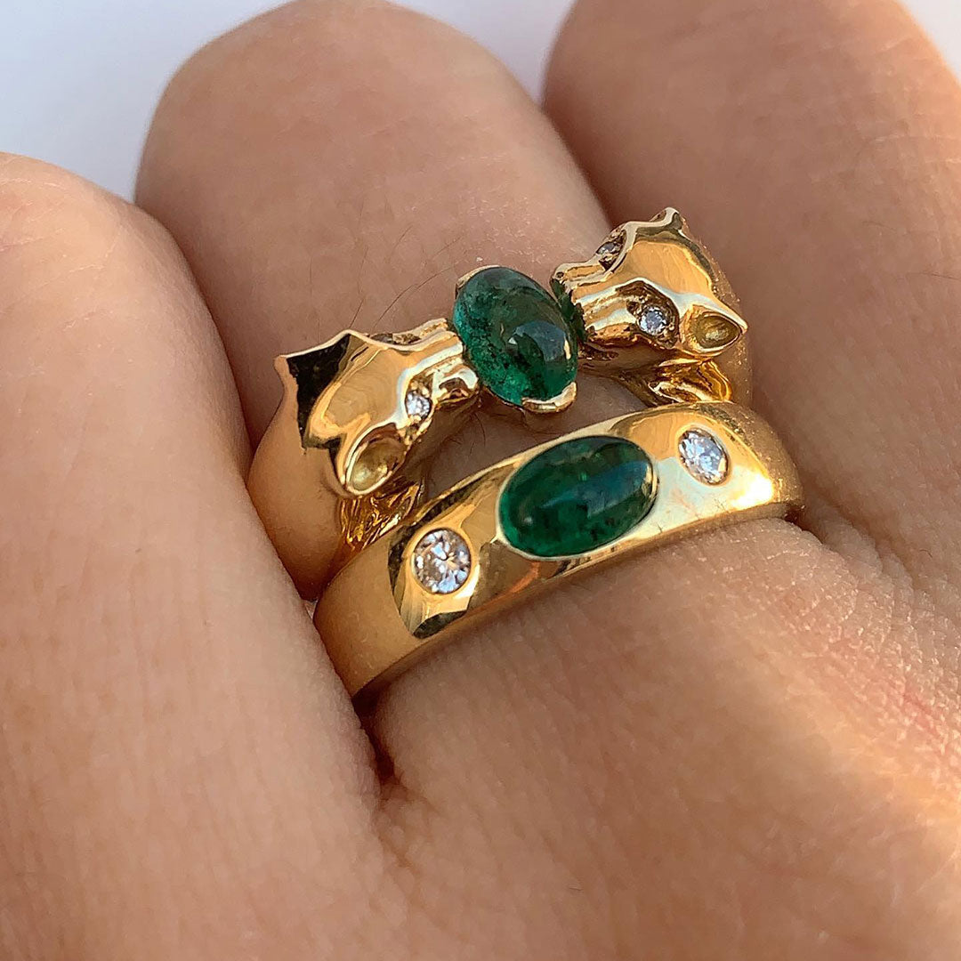 3ctw Cabochon Emerald Stackable Ring