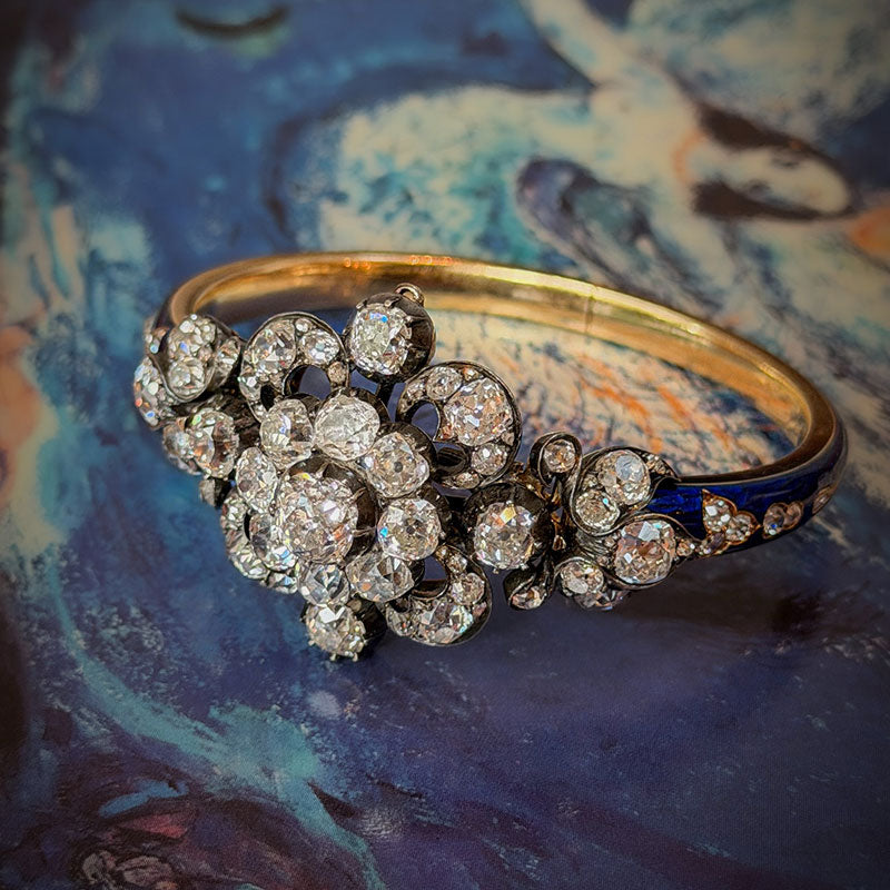 10 ctw Vintage-Style Sapphire Cluster Bracelet Featuring Old-Cut Stones