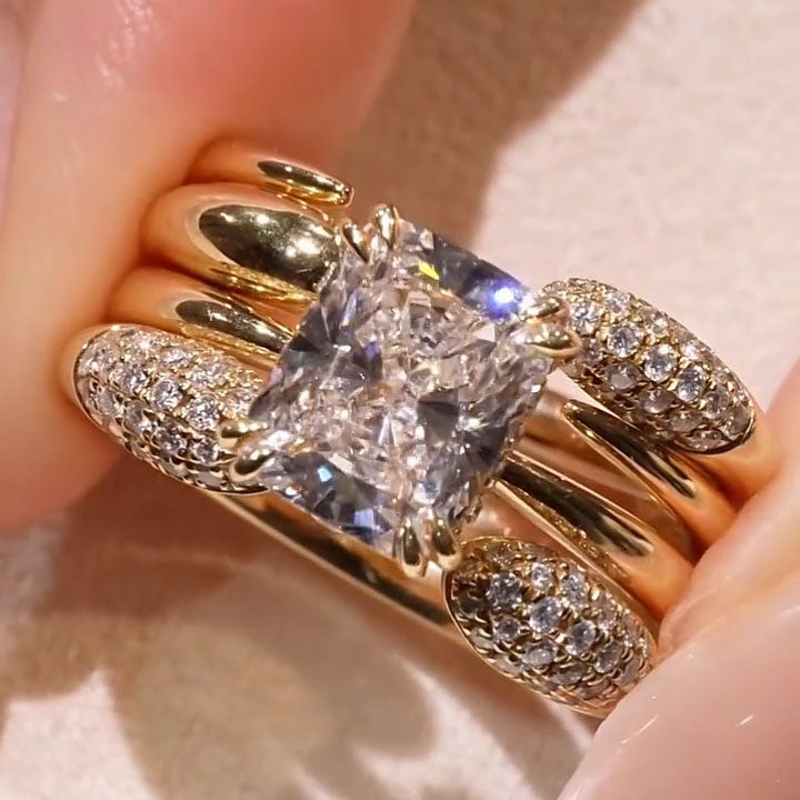 4-Carat Radiant-Cut Sapphire Multi-Layer Stackable Ring