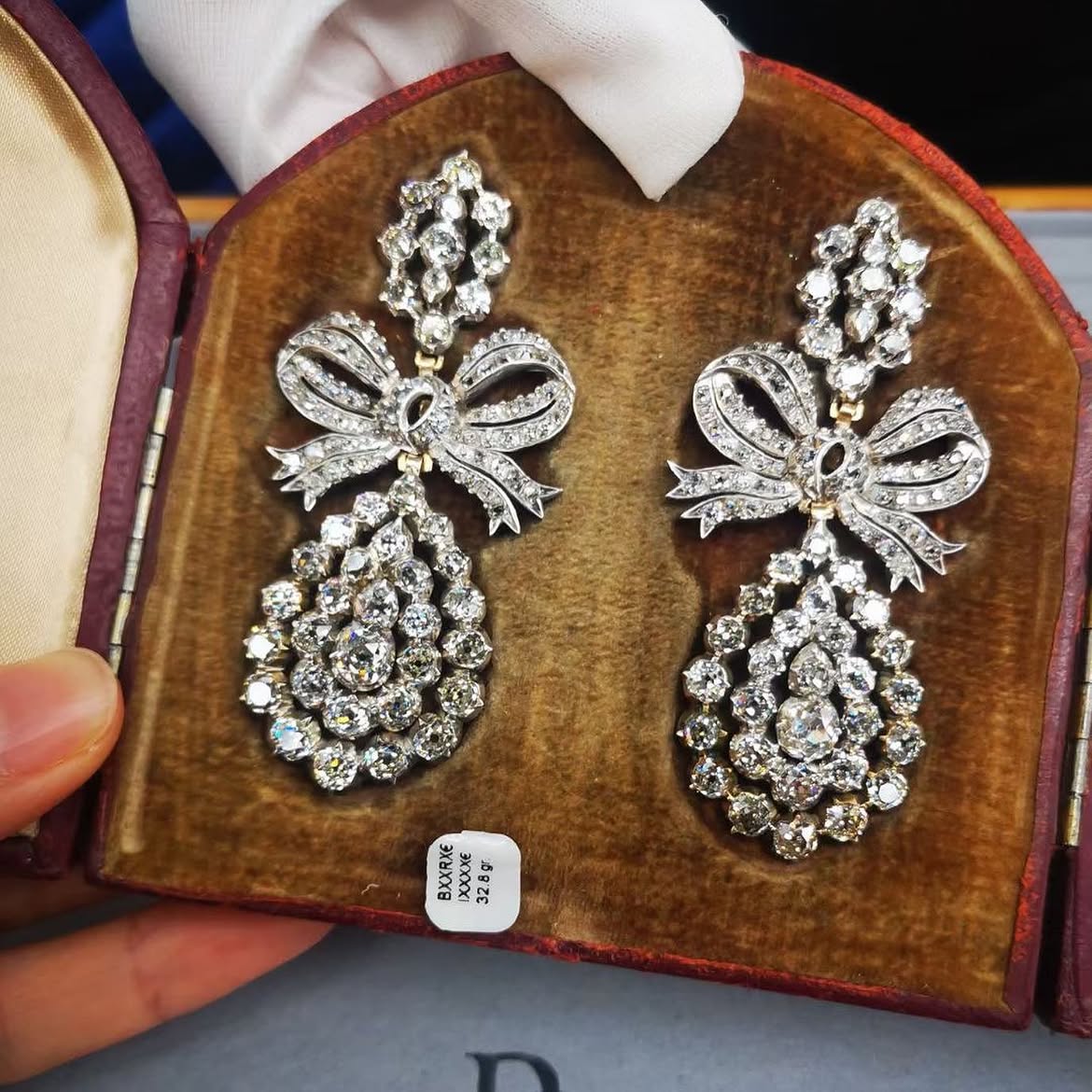 7 CTW Round Cut White Cubic Zirconia 925 Sterling Silver Vintage Earrings