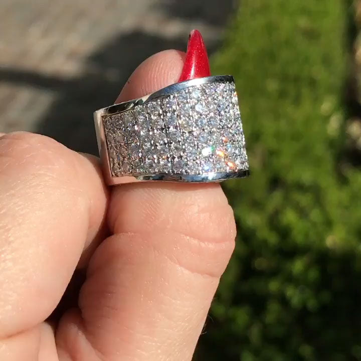 2 ctw Multi-Row Pavé-Set Round Sapphire Wide Band