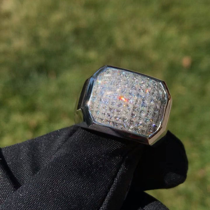 Men’s Luxury Pavé-Set Square Signet Ring