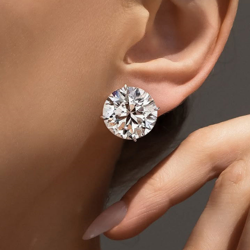 14MM 20ctw Huge Round Cut Classic Stud Earrings