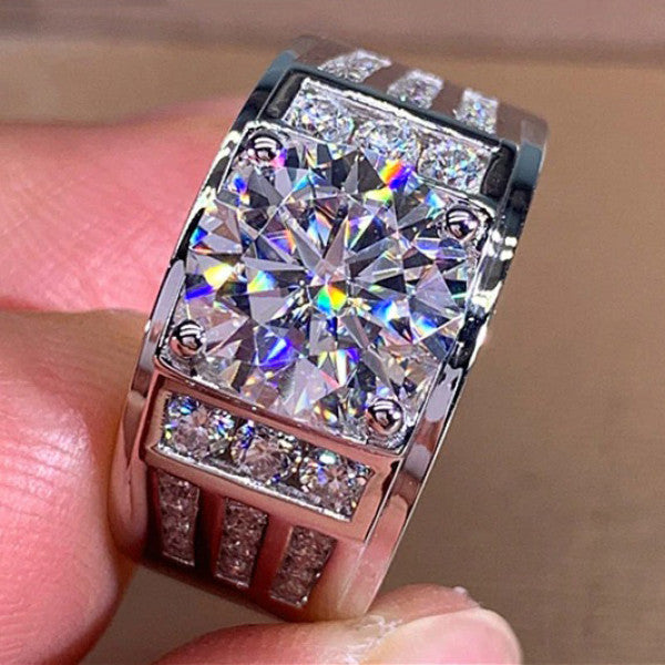 3.8ct Round Cut White Sapphire Men's Ring