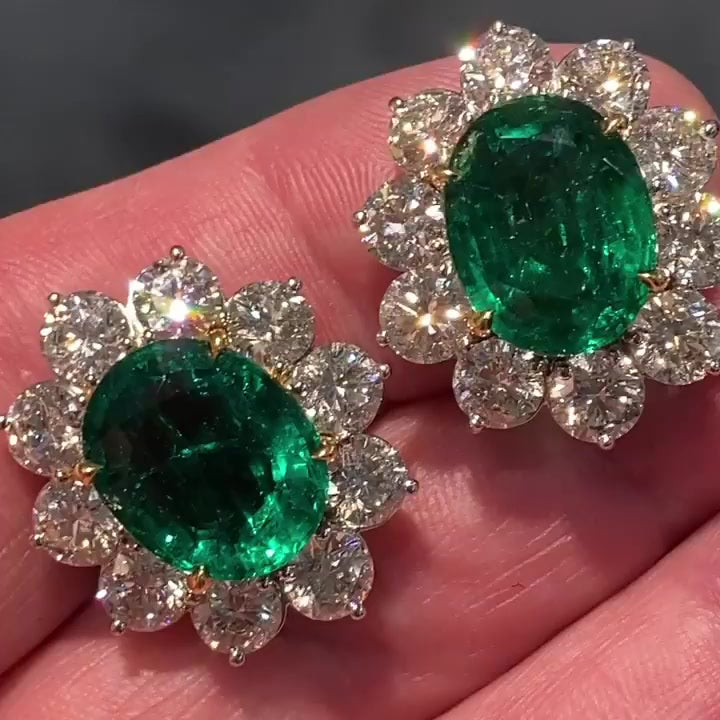 2ct Oval Cut Halo Sapphire Stud Earrings