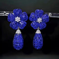 45ctw Invisible-set Ruby Flower Teardrop Dangle Statement Earrings