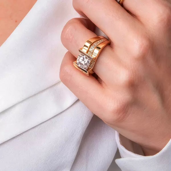 3ct Round Cut Modern Style Square Wedding Ring Set