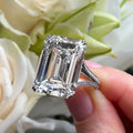 16ct Emerald Cut White Sapphire Paved Engagement Ring