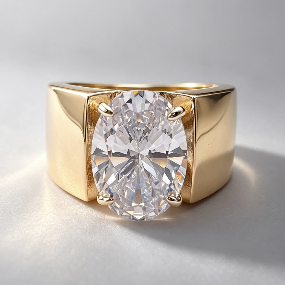 5.8ct 10*14MM Oval Cut White Sapphire Simple Classic Engagement Ring