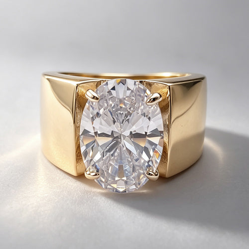 5.8ct 10*14MM Oval Cut White Sapphire Simple Classic Engagement Ring