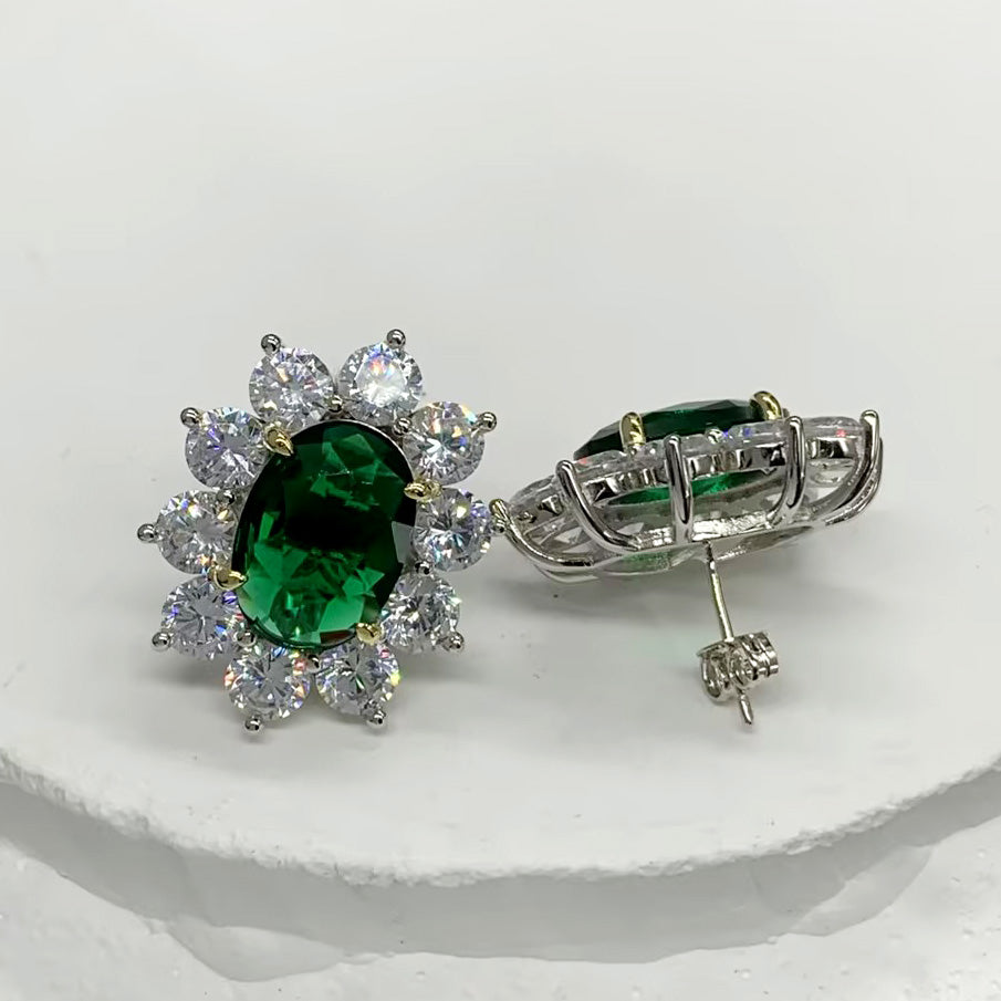 2ct Oval Cut Halo Sapphire Stud Earrings