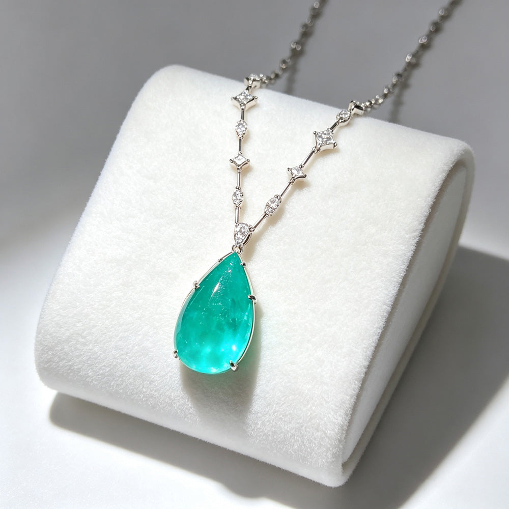Multi-cut Chain 14ct Pear Cut Paraíba Tourmaline Necklace
