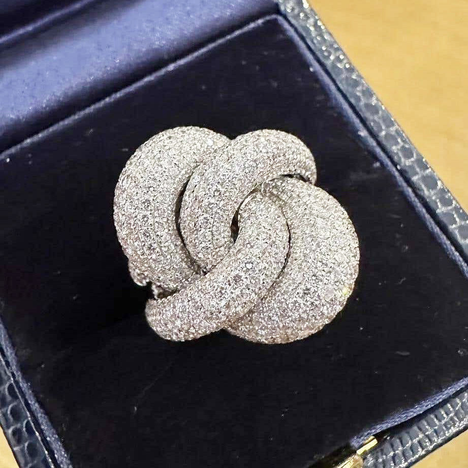 5ctw White Sapphire Paved Cross Knot Cocktail Ring