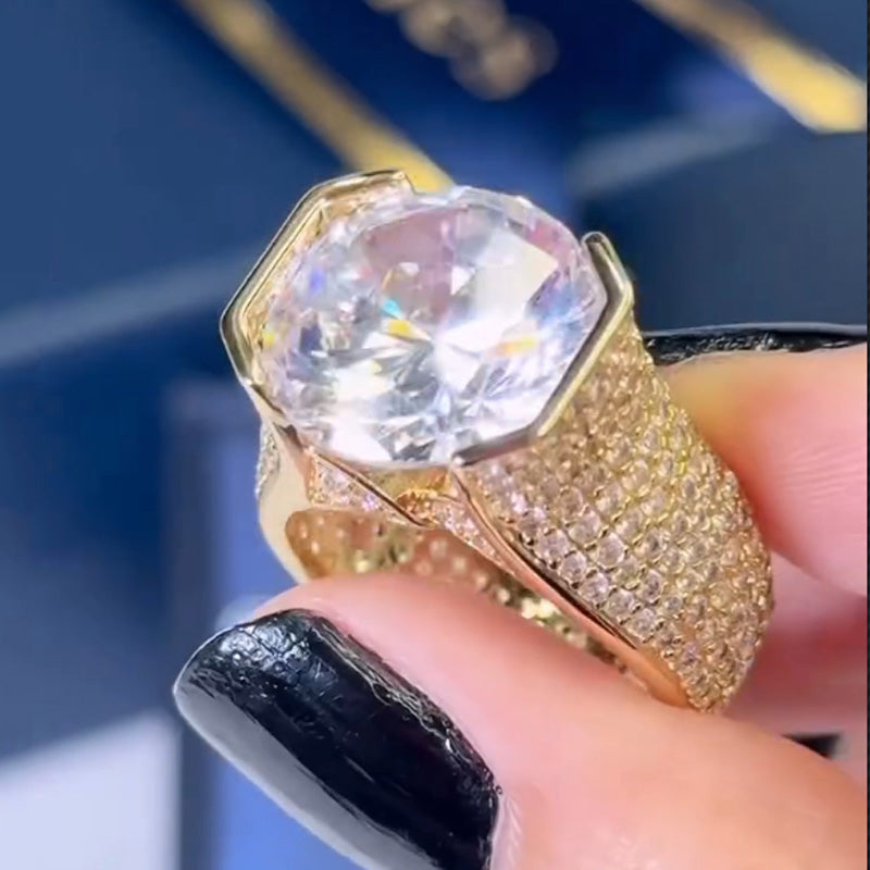 10.4ct Round Cut Bold Allover Paved Ring