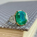 11ct Octagon-shaped Emerald Engagement Ring