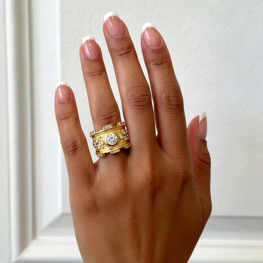 2ct Round Cut Sandblasted Vintage Cocktail Ring