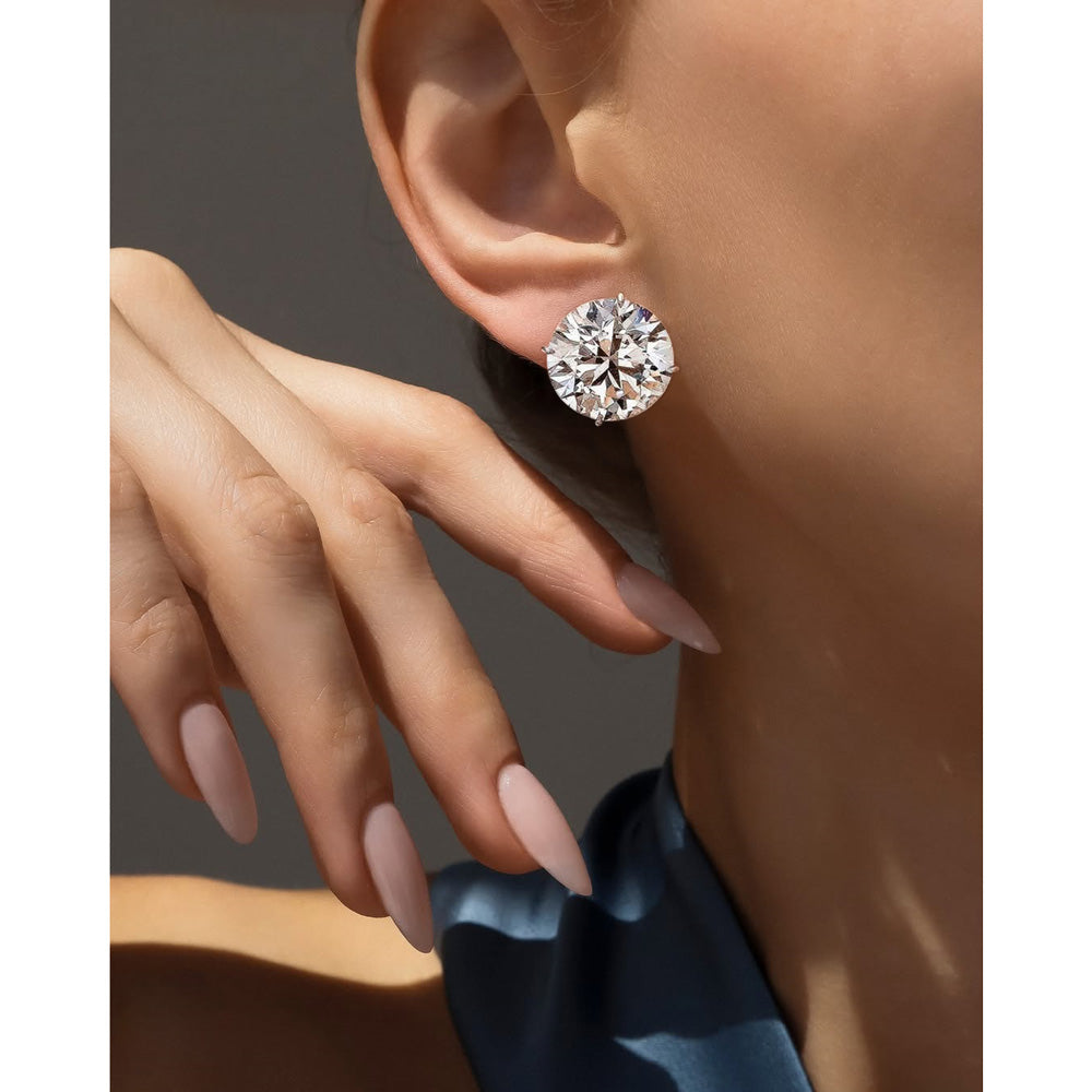 14MM 20ctw Huge Round Cut Classic Stud Earrings