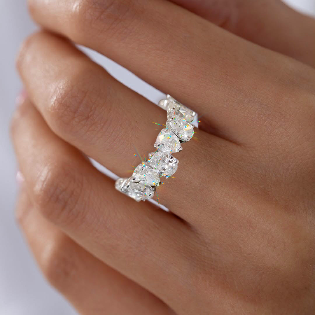 7ctw Pear Cut White Sapphire Eternity Band