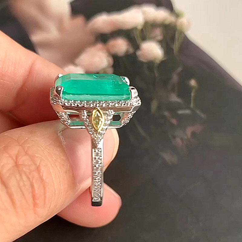 14ct Emerald Cut Emerald European Shank Engagement Ring