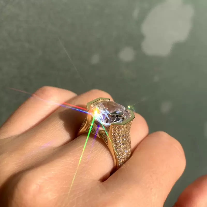10.4ct Round Cut Bold Allover Paved Ring