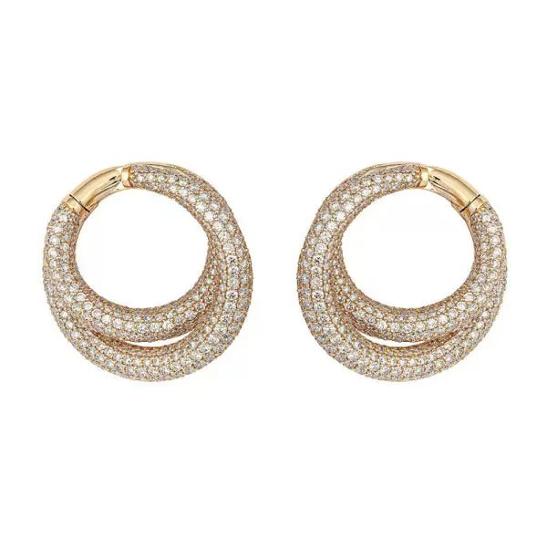 16ctw White Sapphire Paved Double-Hoop Earrings