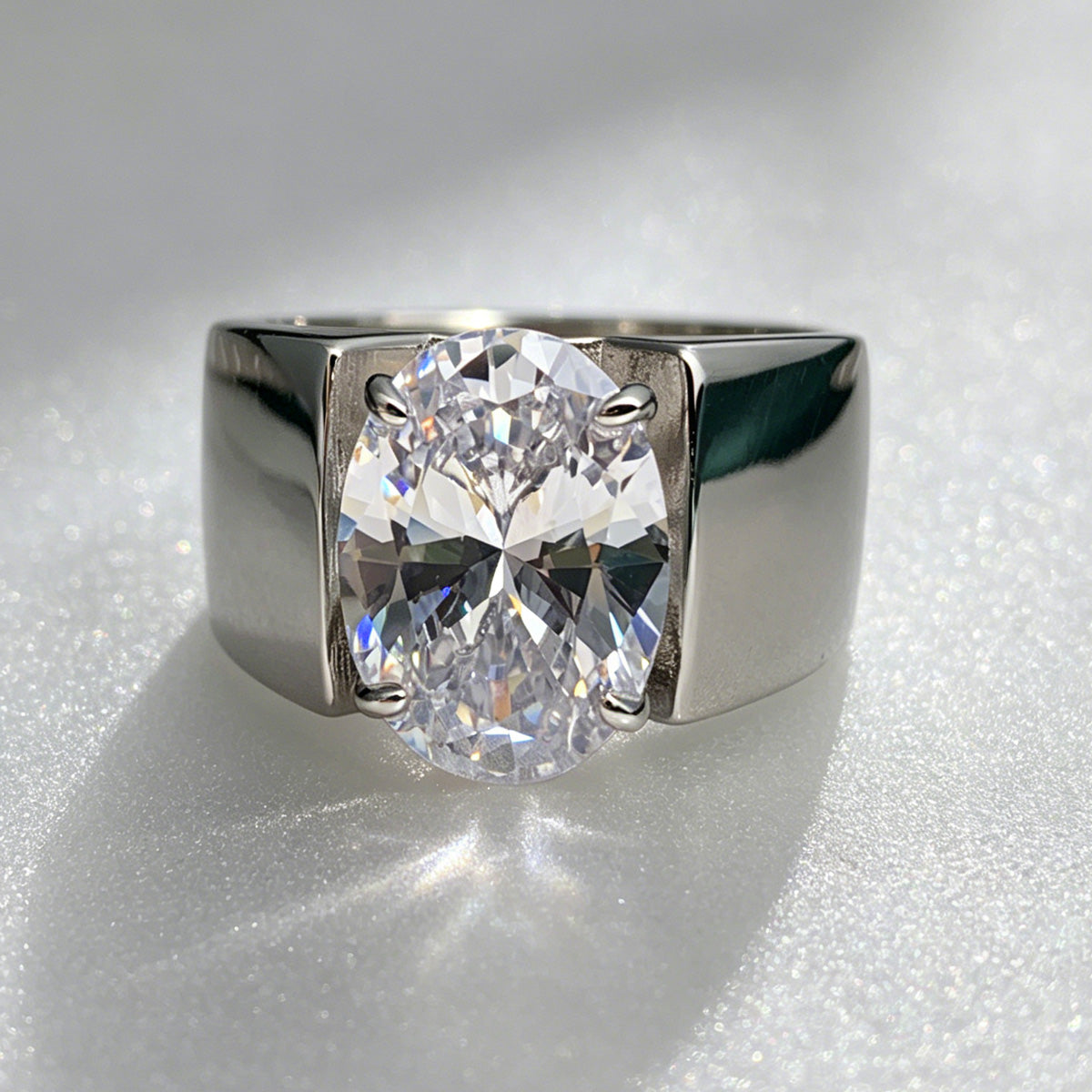 5.8ct 10*14MM Oval Cut White Sapphire Simple Classic Engagement Ring