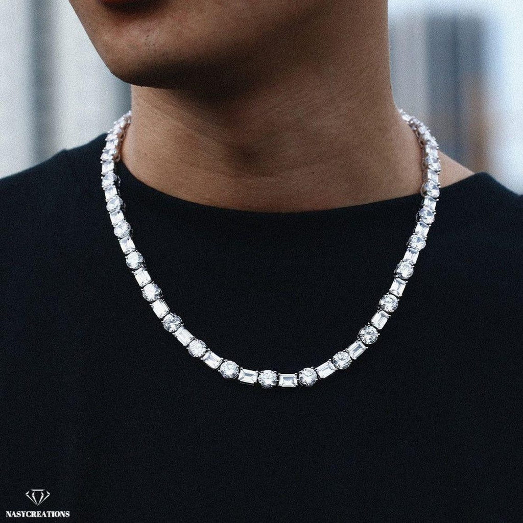 49ctw Round and Emerald Cut Tennis Necklace