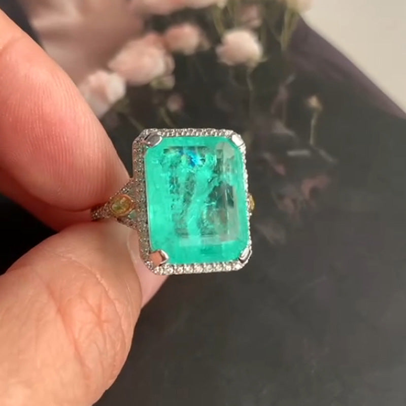 14ct Emerald Cut Emerald European Shank Engagement Ring