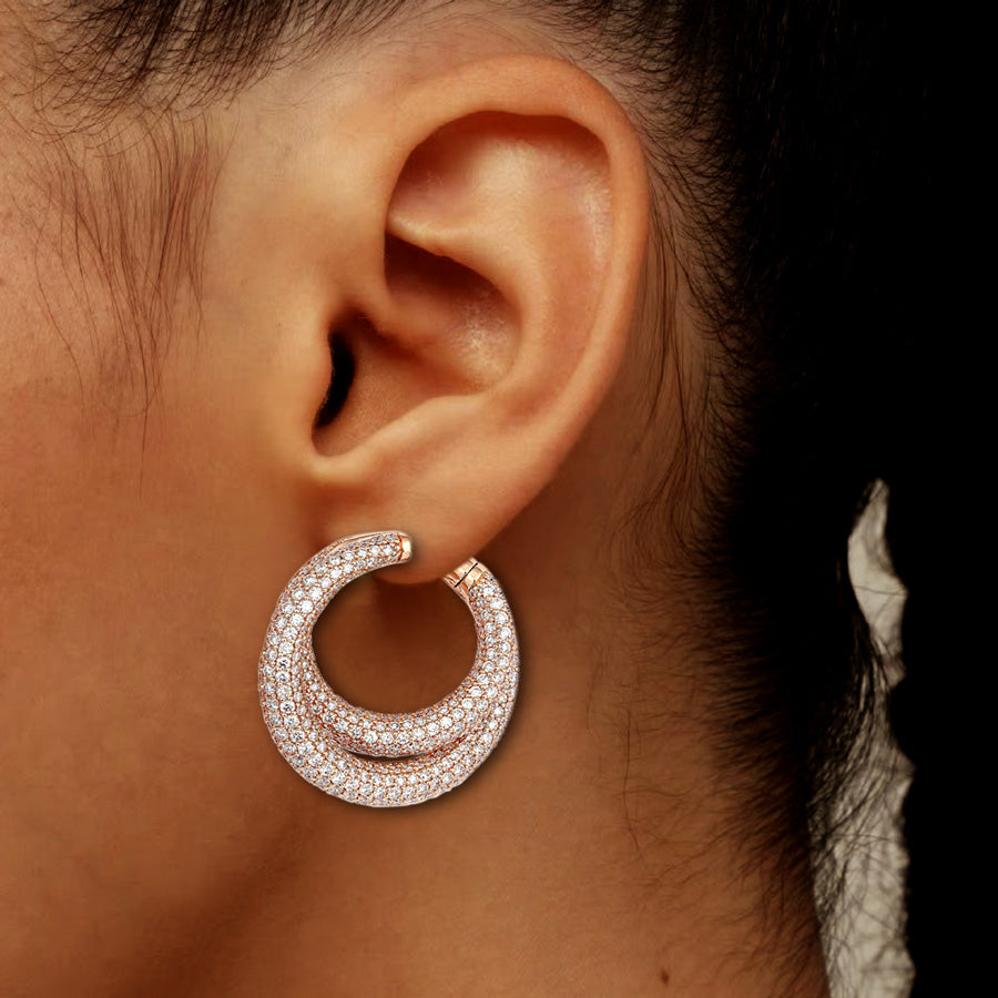 16ctw White Sapphire Paved Double-Hoop Earrings